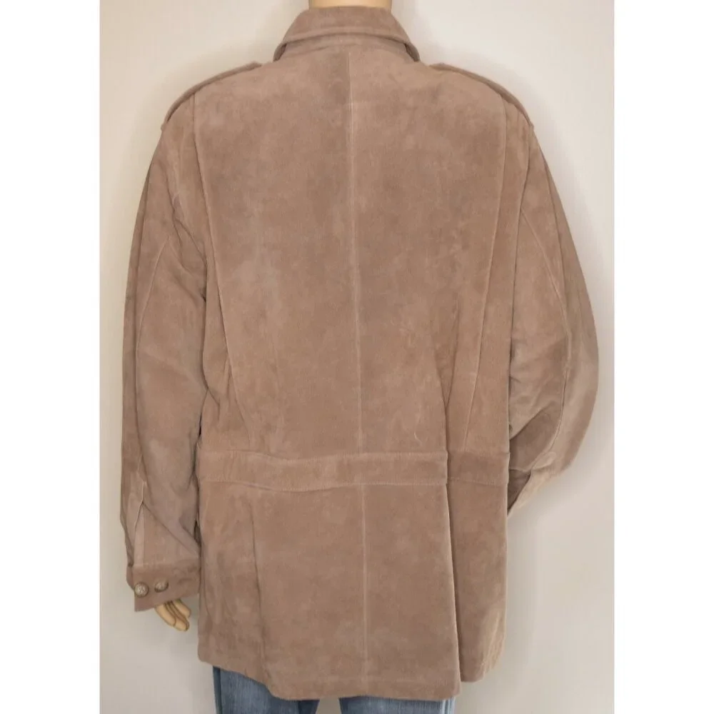 CABELA'S Outdoor Tan Suede Leather Button-Front Field/Hunting Coat/Jacket Size L